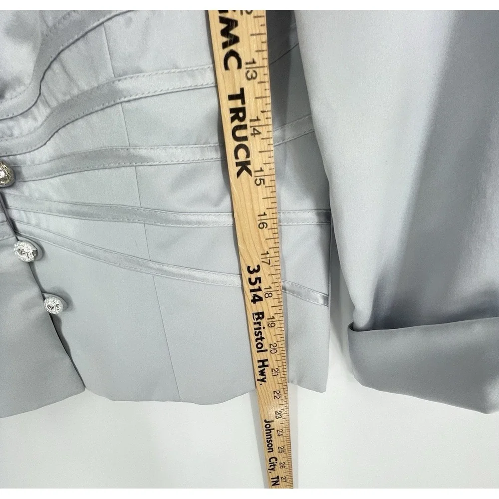 Vtg J.R. Nites by Caliendo Gray Satin Skirt Rhinestone Jacket Y2K‎ Size 12 USA